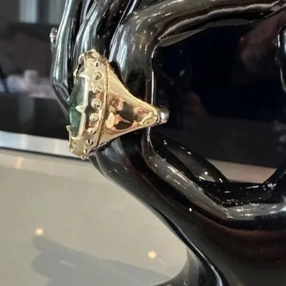 Alexis Bittar Green and Gold Statement Ring in sz 7 New No Tag - Picture 10 of 15